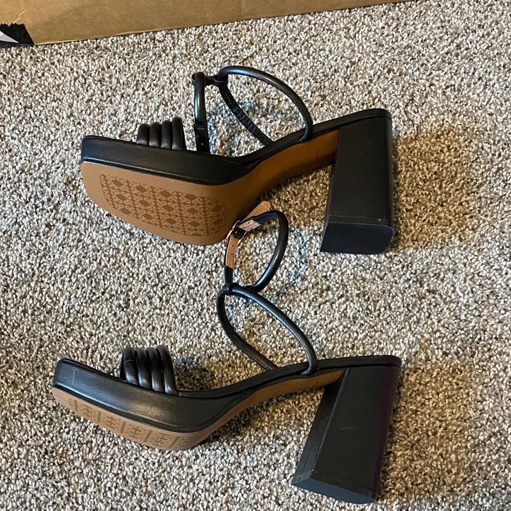 Paolo Black Strappy Block Heel Sandals